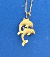 Denny Wong Double Dolphin Pendant, 14K