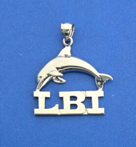 LBI Dolphin Pendant/Charm,14K White Gold