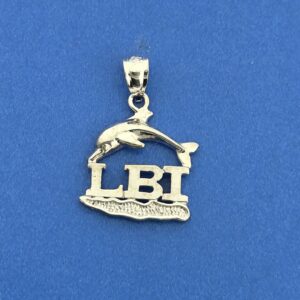 LBI Dolphin Island Pendant/Charm 14K White Gold