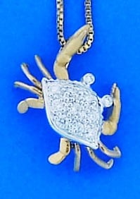 denny wong crab pendant 14k & diamonds