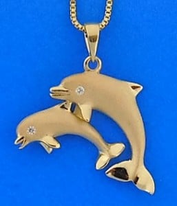 14k denny wong dancing dolphins pendant
