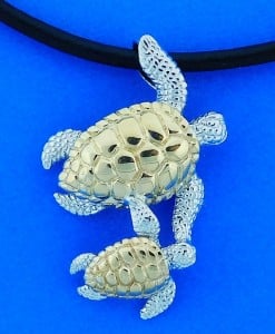 mother & baby sea turtle steven douglas pendant