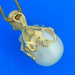 Denny Wong Octopus Pearl Pendant, 14K Yellow Gold