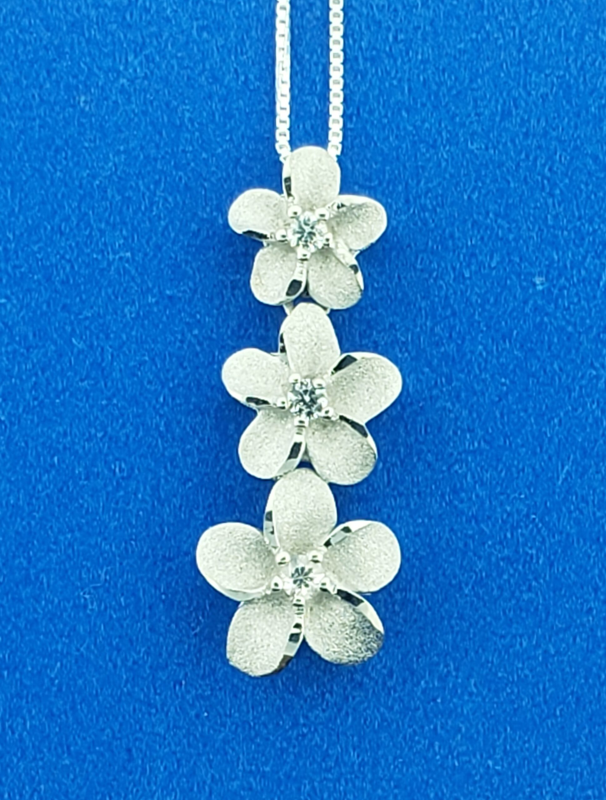 Denny Wong 3 Plumeria Past, Present, Future Pendant/Slide, Precious Silver 3 Denny Wong 3 Plumeria Past, Present, Future Pendant/Slide, Precious Silver - Image 3