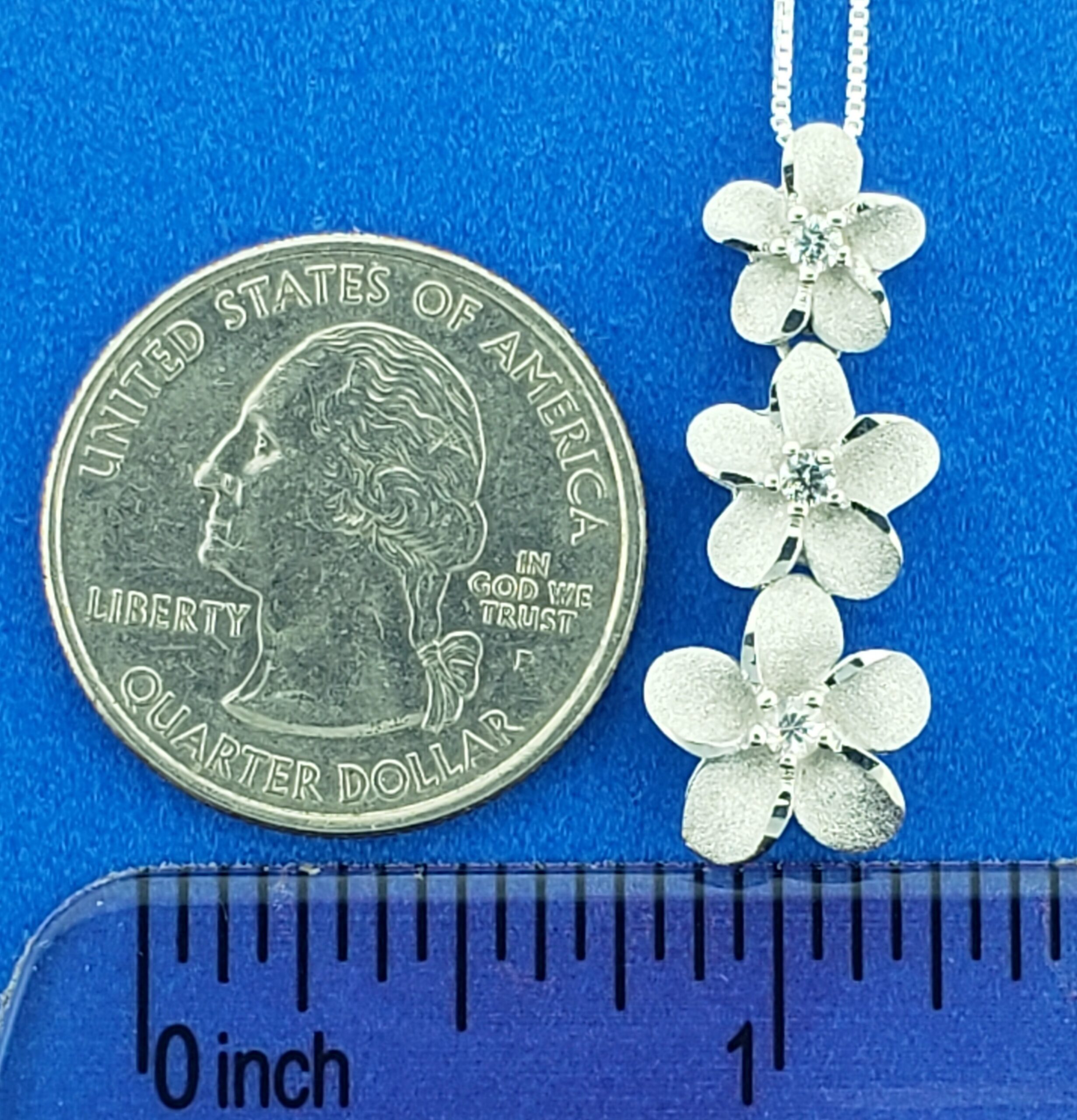 Denny Wong 3 Plumeria Past, Present, Future Pendant/Slide, Precious Silver 4 Denny Wong 3 Plumeria Past, Present, Future Pendant/Slide, Precious Silver - Image 4