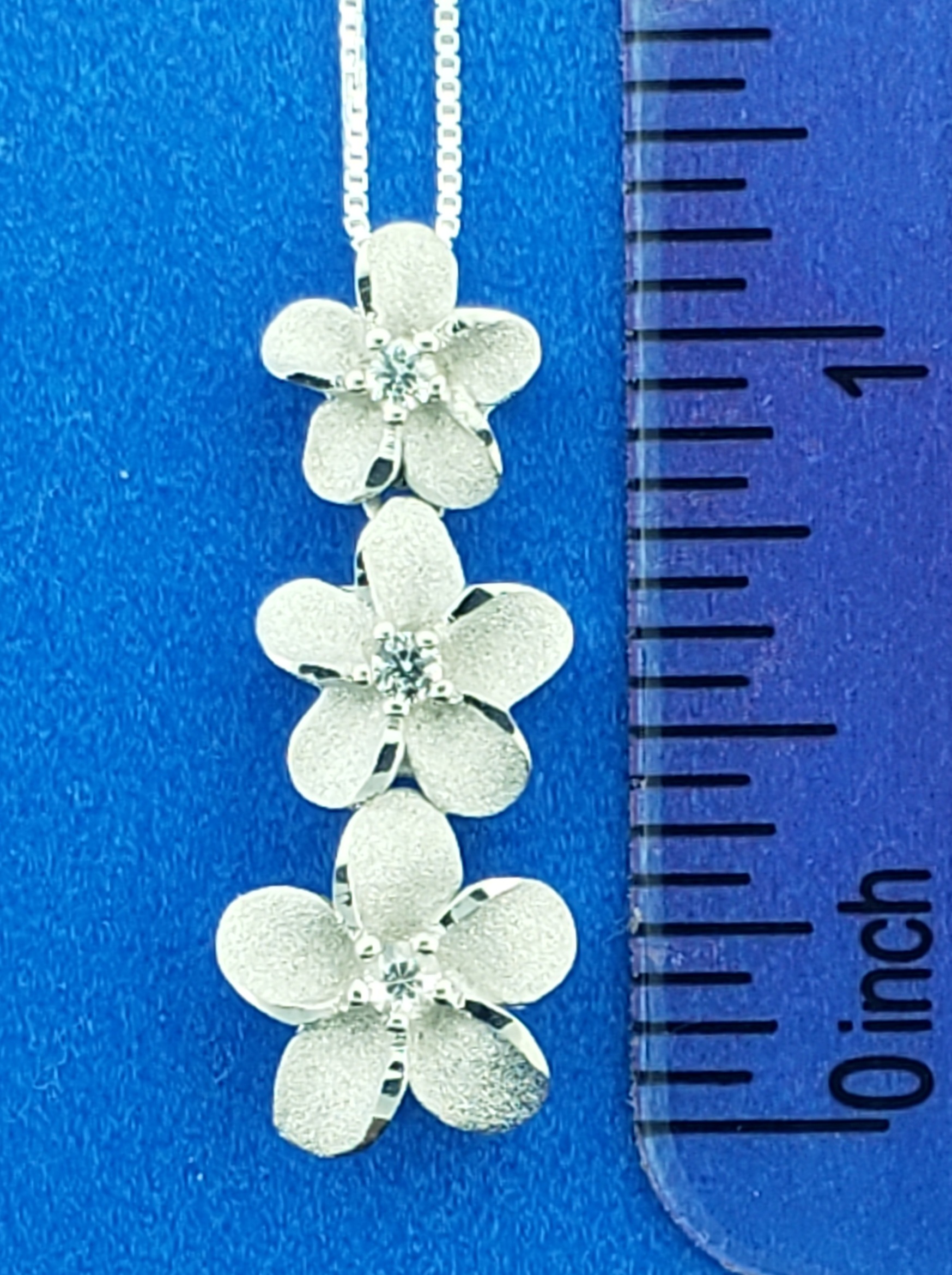 Denny Wong 3 Plumeria Past, Present, Future Pendant/Slide, Precious Silver 5 Denny Wong 3 Plumeria Past, Present, Future Pendant/Slide, Precious Silver - Image 5