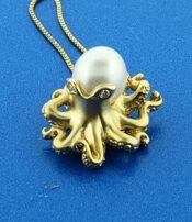 Steven Douglas Octopus Pearl Pendant, 14K