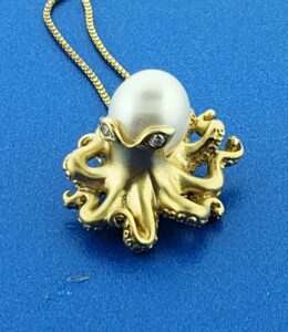 Steven Douglas Octopus Pearl Pendant, 14K