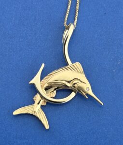 Steven Douglas Marlin Fish Hook Pendant, 14K 2-Tone