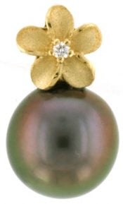 Denny Wong Plumeria Tahitian Pearl Pendant,14k Yellow Gold