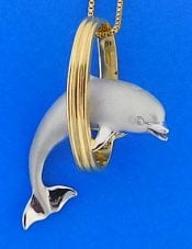 14k denny wong dolphin hoop pendant 2-tone