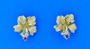 Denny Wong Hibiscus Flower Earring,14K 2-Tone