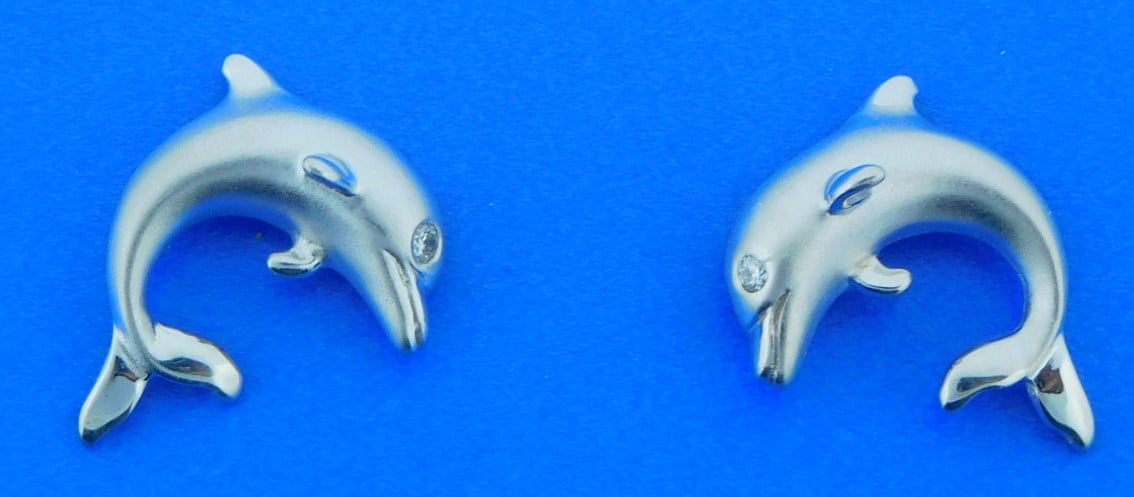 Ladies 14K Yellow, White or Rose Gold Dolphin Stud Earrings - Walmart.com