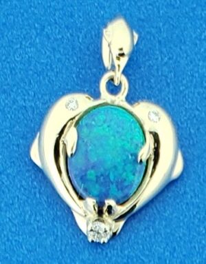 14k steven douglas dolphin opal pendant