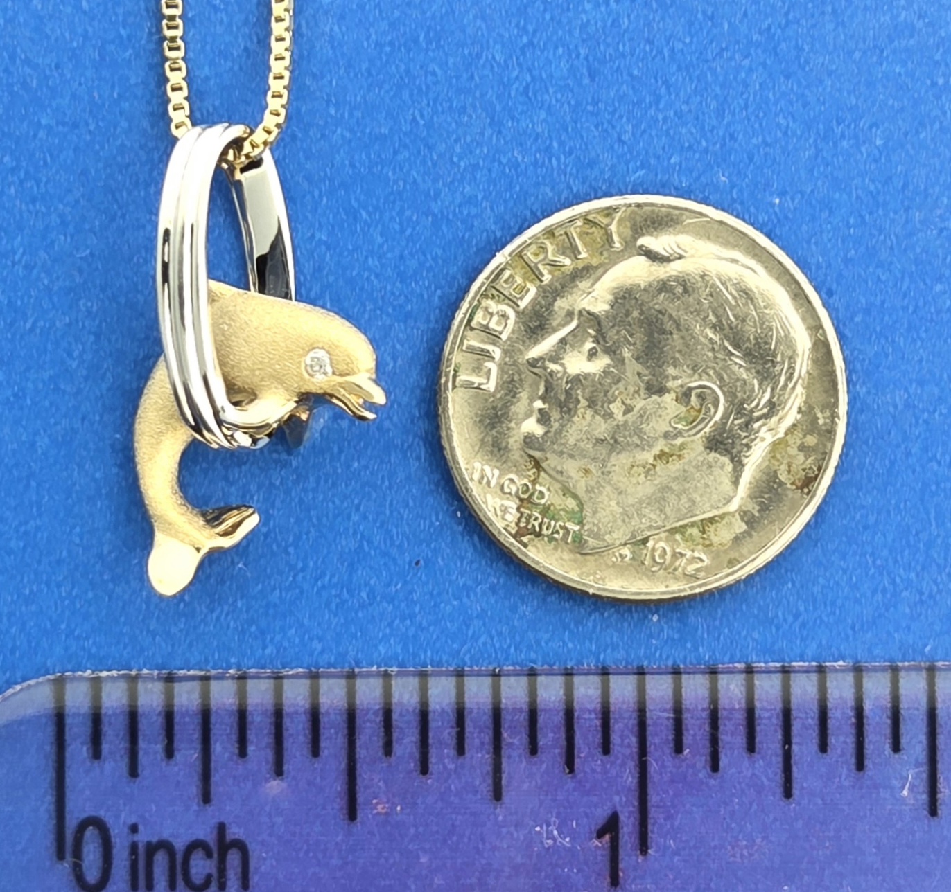 Denny Wong Dolphin Hoop Pendant, 14K 2-Tone 4 Denny Wong Dolphin Hoop Pendant, 14K 2-Tone - Image 4