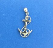 Anchor Pendant 3D, 14K White Gold