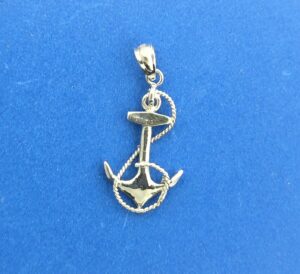 Anchor Pendant 3D, 14K White Gold