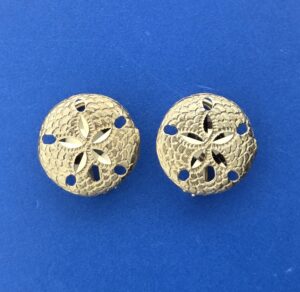 Sand Dollar Omega Back Post Earrings, 14K