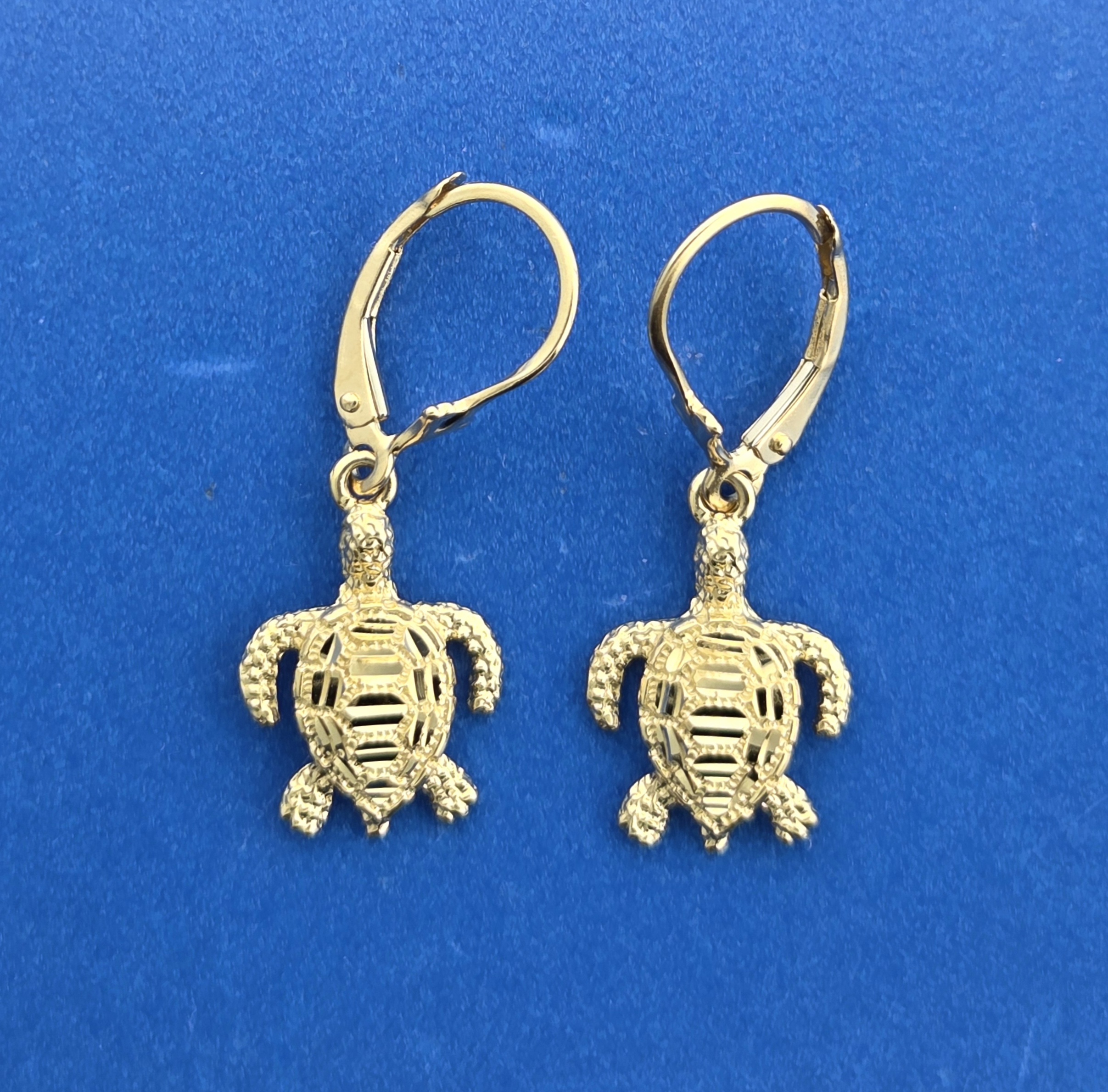 Sea Turtle Lever Back Earrings, 14K 1 Sea Turtle Lever Back Earrings, 14K