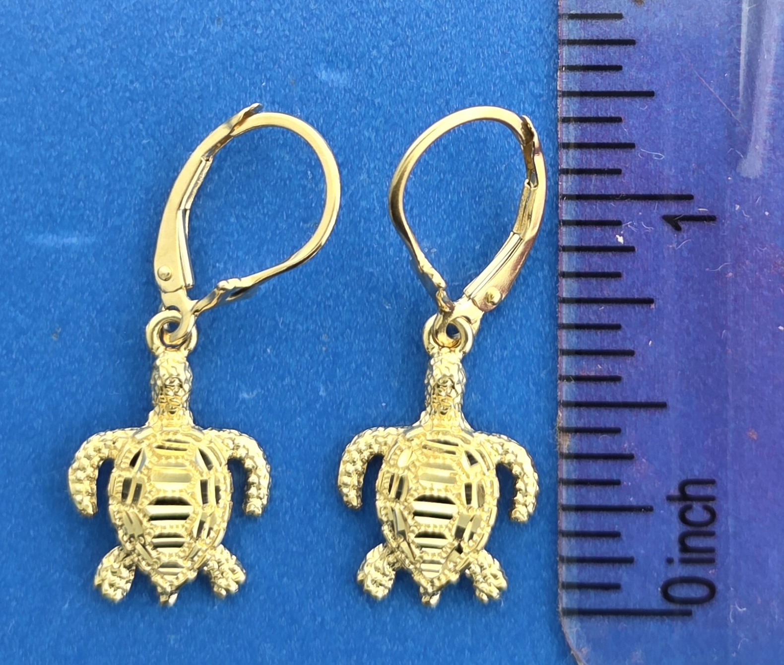 Sea Turtle Lever Back Earrings, 14K 3 Sea Turtle Lever Back Earrings, 14K - Image 3