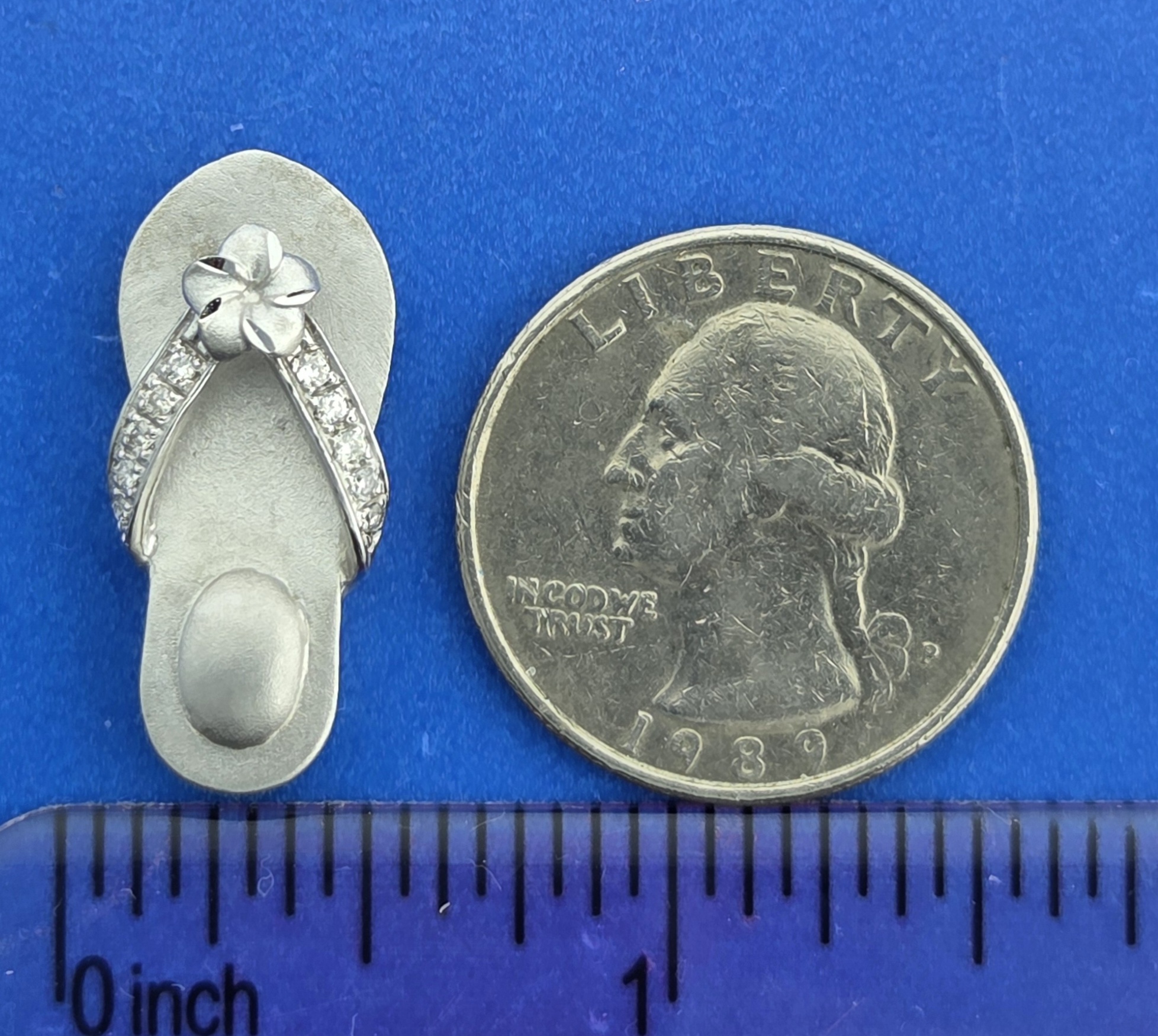 Flip Flop Pendant, 14K White Gold & Diamonds 7 Flip Flop Pendant, 14K White Gold & Diamonds - Image 7