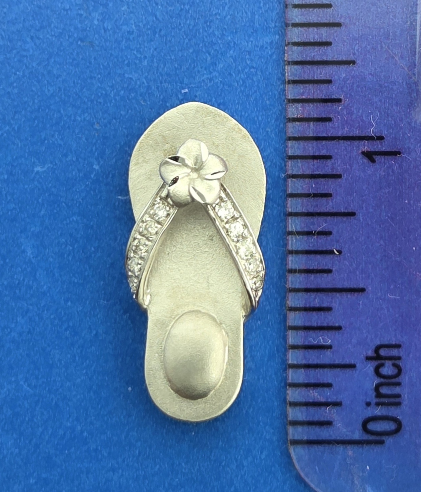 Flip Flop Pendant, 14K White Gold & Diamonds 8 Flip Flop Pendant, 14K White Gold & Diamonds - Image 8