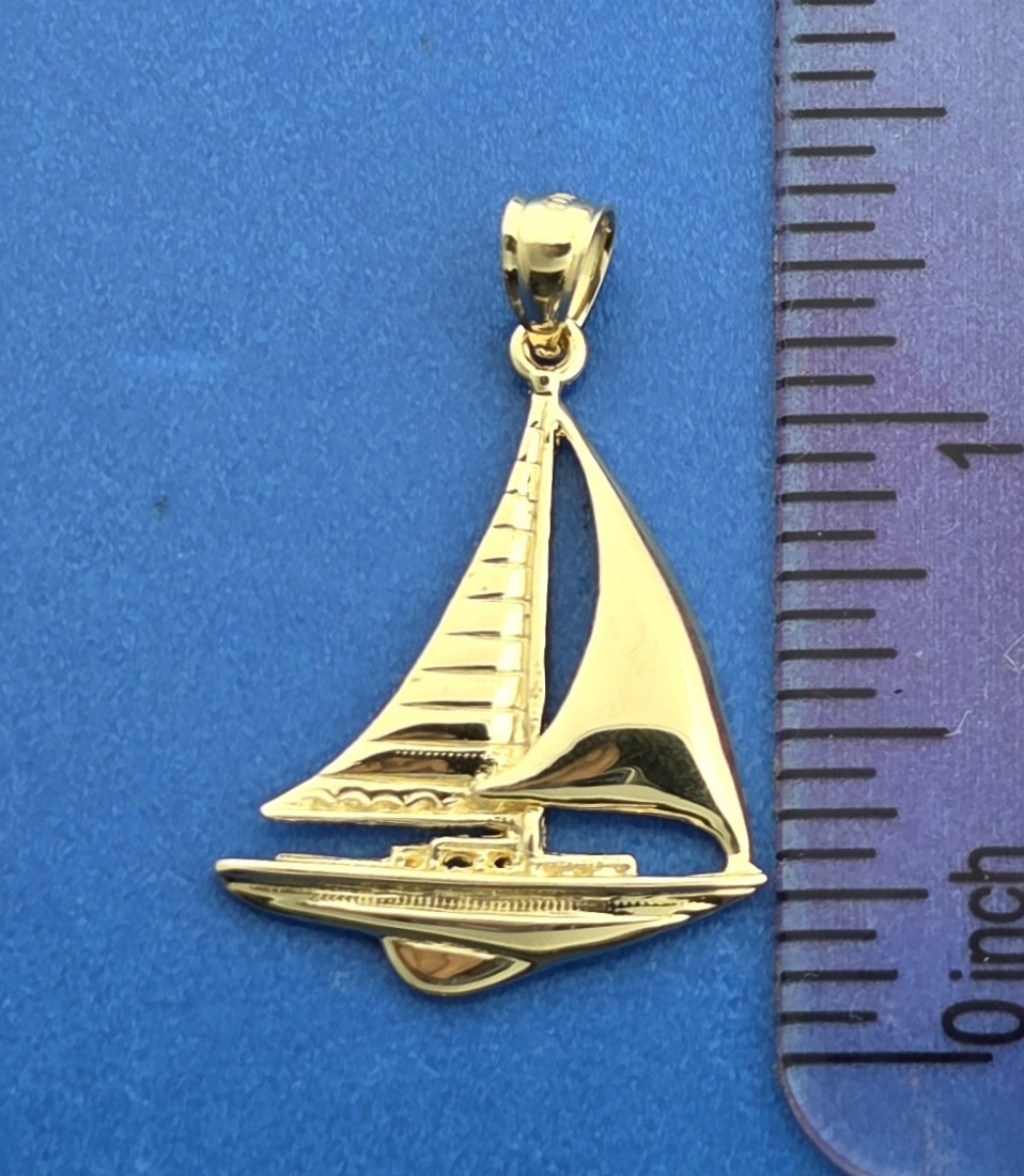 Sailboat Pendant, 14K 4 Sailboat Pendant, 14K - Image 4