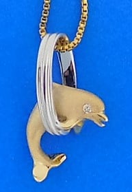 14k denny wong dolphin hoop pendant