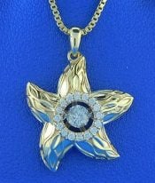 Starfish Dancing Diamond Pendant, 14K Yellow Gold