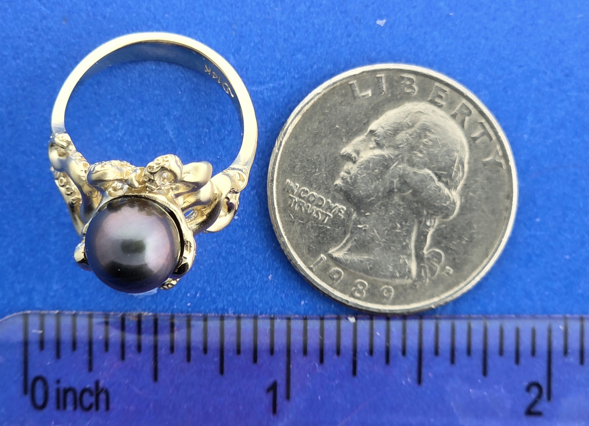 Steven Douglas Octopus Ring With Tahitian Pearl, 14K Yellow Gold 6 Steven Douglas Octopus Ring With Tahitian Pearl, 14K Yellow Gold - Image 6