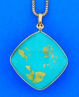Denny Wong x-lg turquoise treasure island pendant,3d,18k