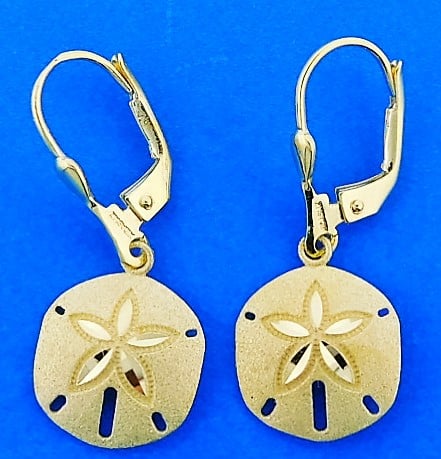 Sand Dollar Lever Back Dangle Earrings, 14K Yellow Gold | Island Sun  Jewelry Beach Haven NJ