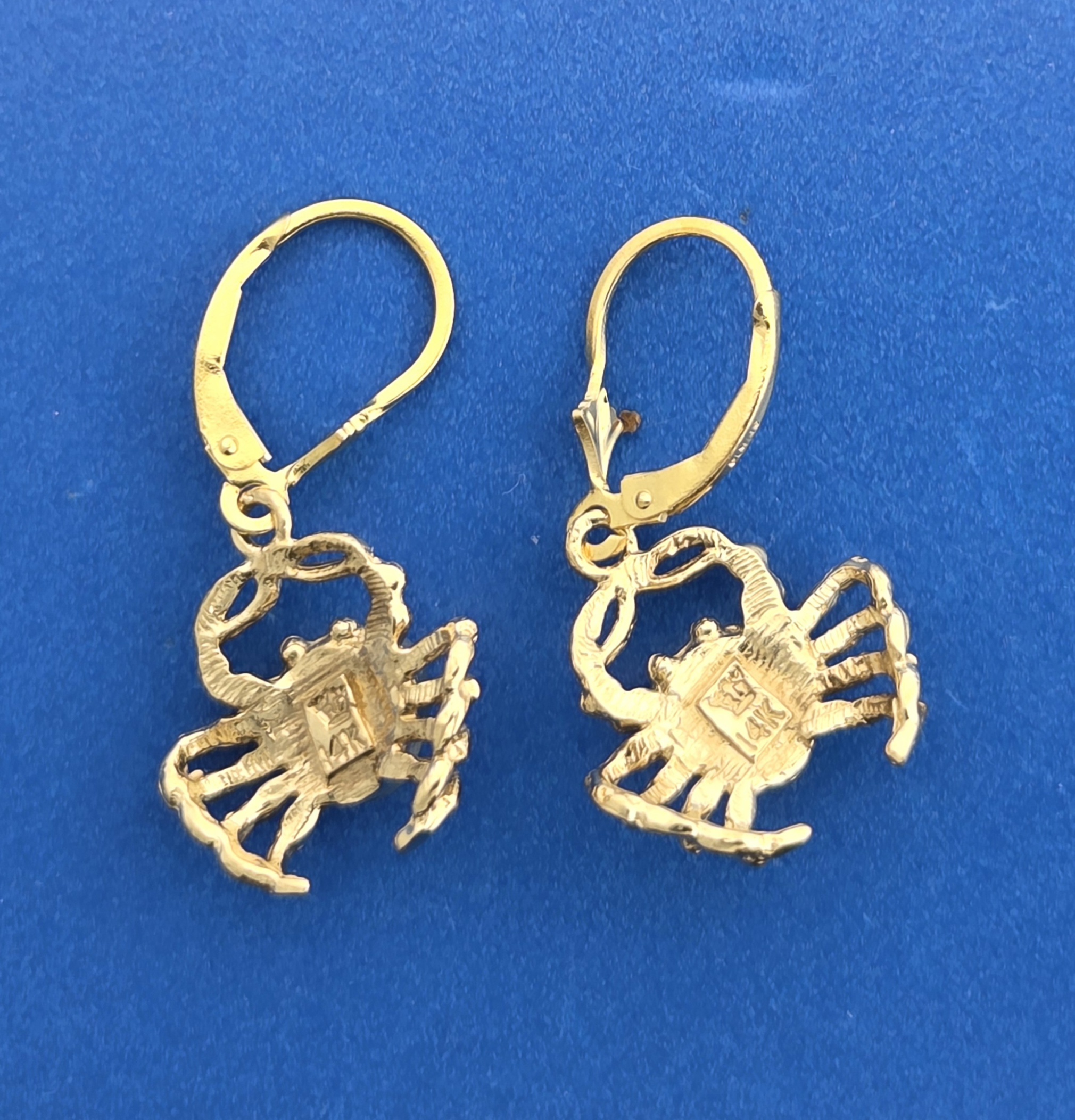 Crab Dangle Earrings, 14K Yellow Gold & Opals 6 Crab Dangle Earrings, 14K Yellow Gold & Opals - Image 6