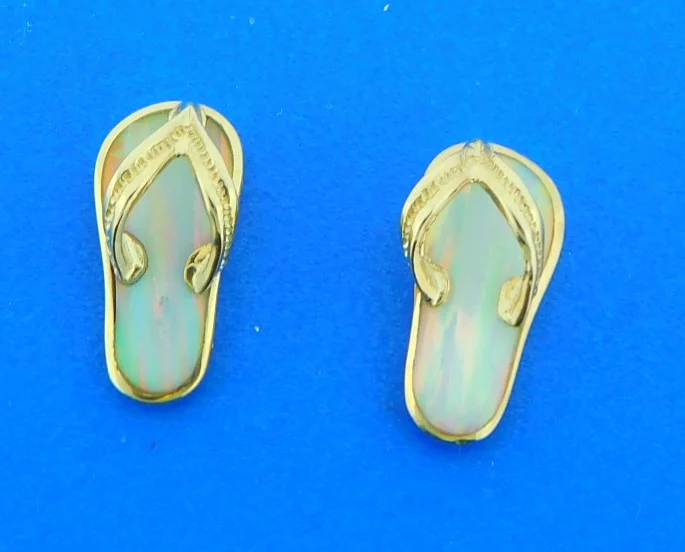 Flip-Flop Opal Earrings, 14k - Image 3