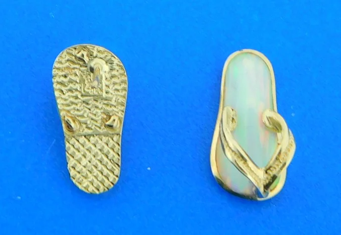 Flip-Flop Opal Earrings, 14k - Image 2
