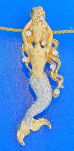 14k steven douglas mermaid enhancer pendant necklace