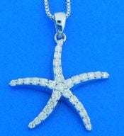 Starfish Diamond Pendant, 14K White Gold