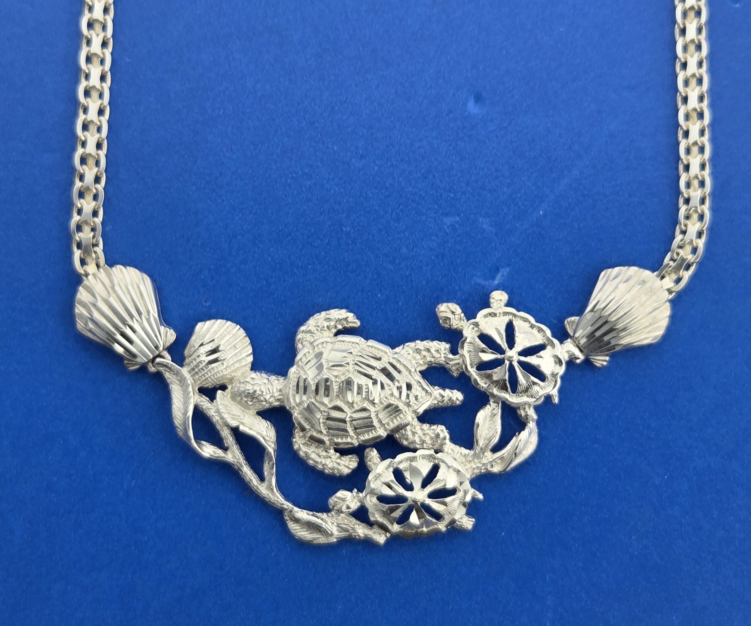 Sea Turtle Sealife Necklace, Sterling Silver 5 Sea Turtle Sealife Necklace, Sterling Silver - Image 5