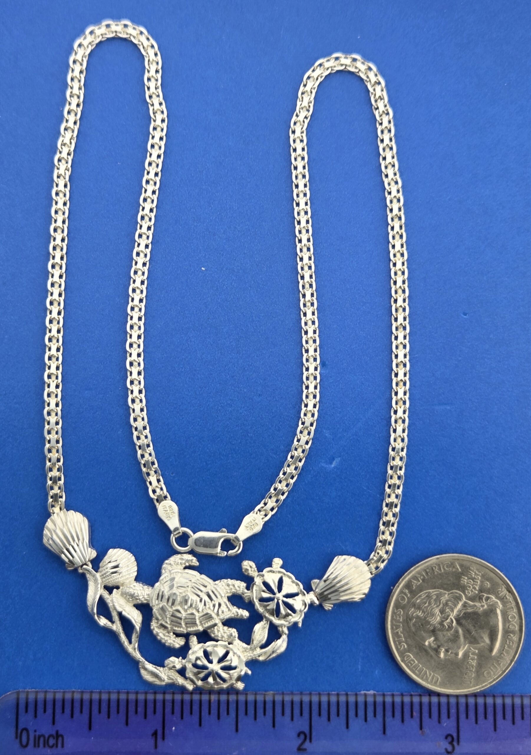 Sea Turtle Sealife Necklace, Sterling Silver 4 Sea Turtle Sealife Necklace, Sterling Silver - Image 4