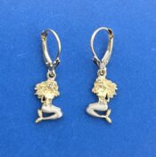Mermaid Lever back Earrings, 14K 2-Tone