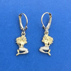 Mermaid Lever back Earrings, 14K 2-Tone
