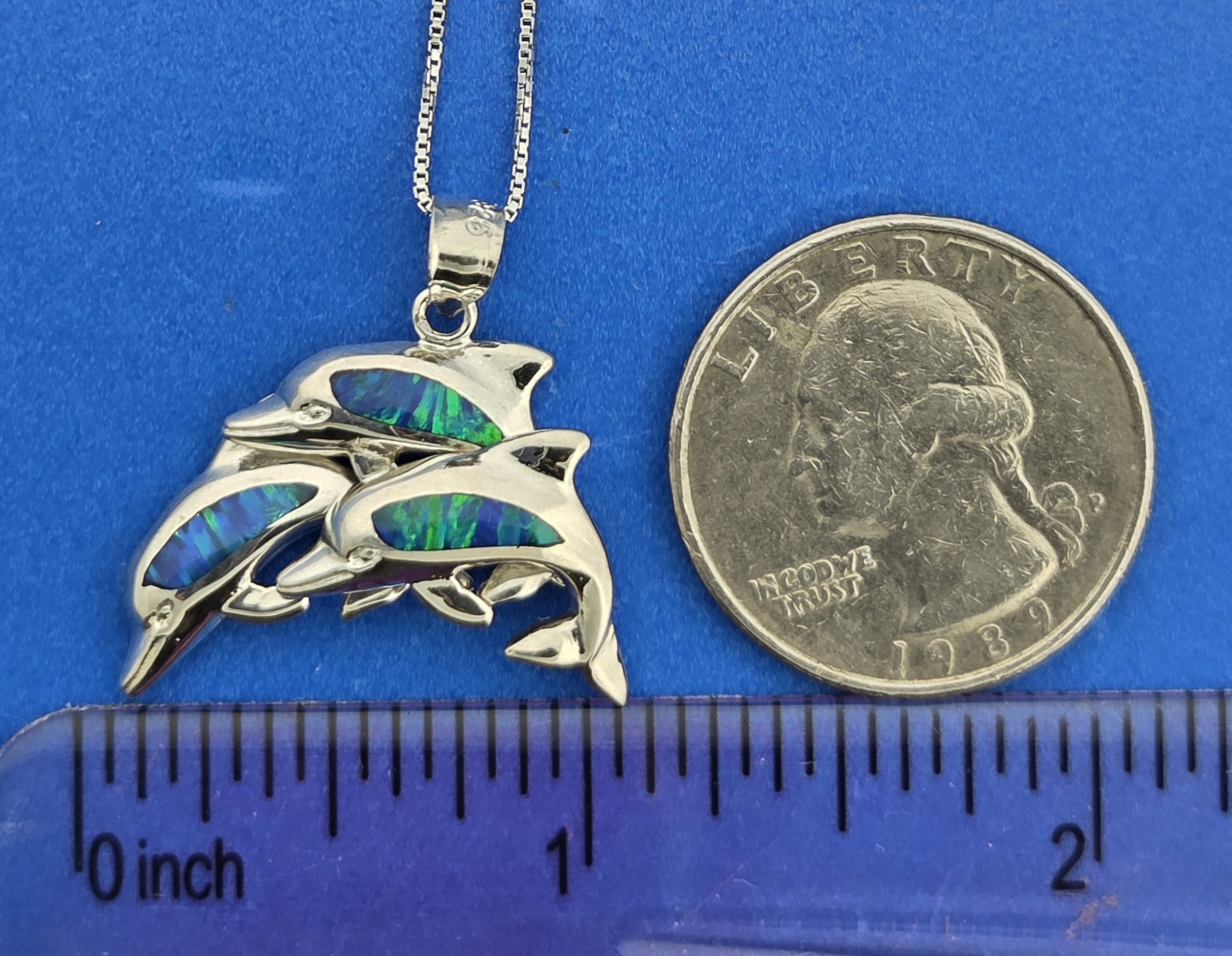 Dolphin Opal Pendnat, Sterling Silver 3 Dolphin Opal Pendnat, Sterling Silver - Image 3