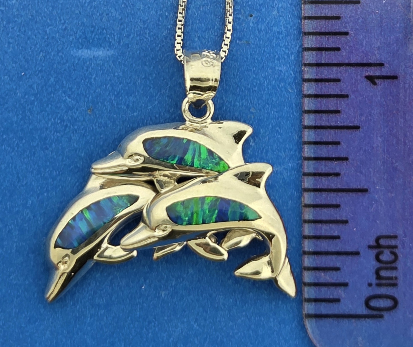 Dolphin Opal Pendnat, Sterling Silver 4 Dolphin Opal Pendnat, Sterling Silver - Image 4