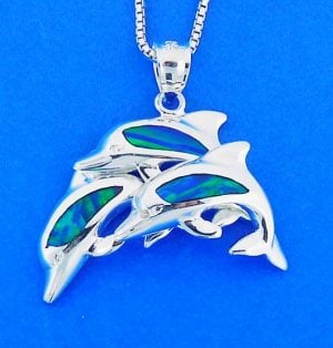 DOLPHIN,OPAL,STERLING,PENDANT