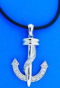 ANCHOR,NECKLACE,STERLING