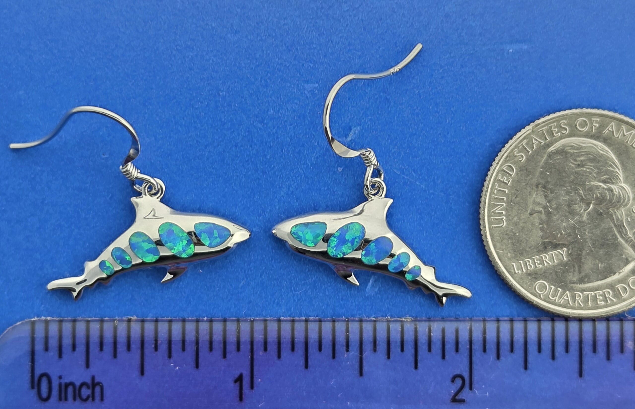 Alamea Shark Opal Earrings, Sterling Silver 3 Alamea Shark Opal Earrings, Sterling Silver - Image 3