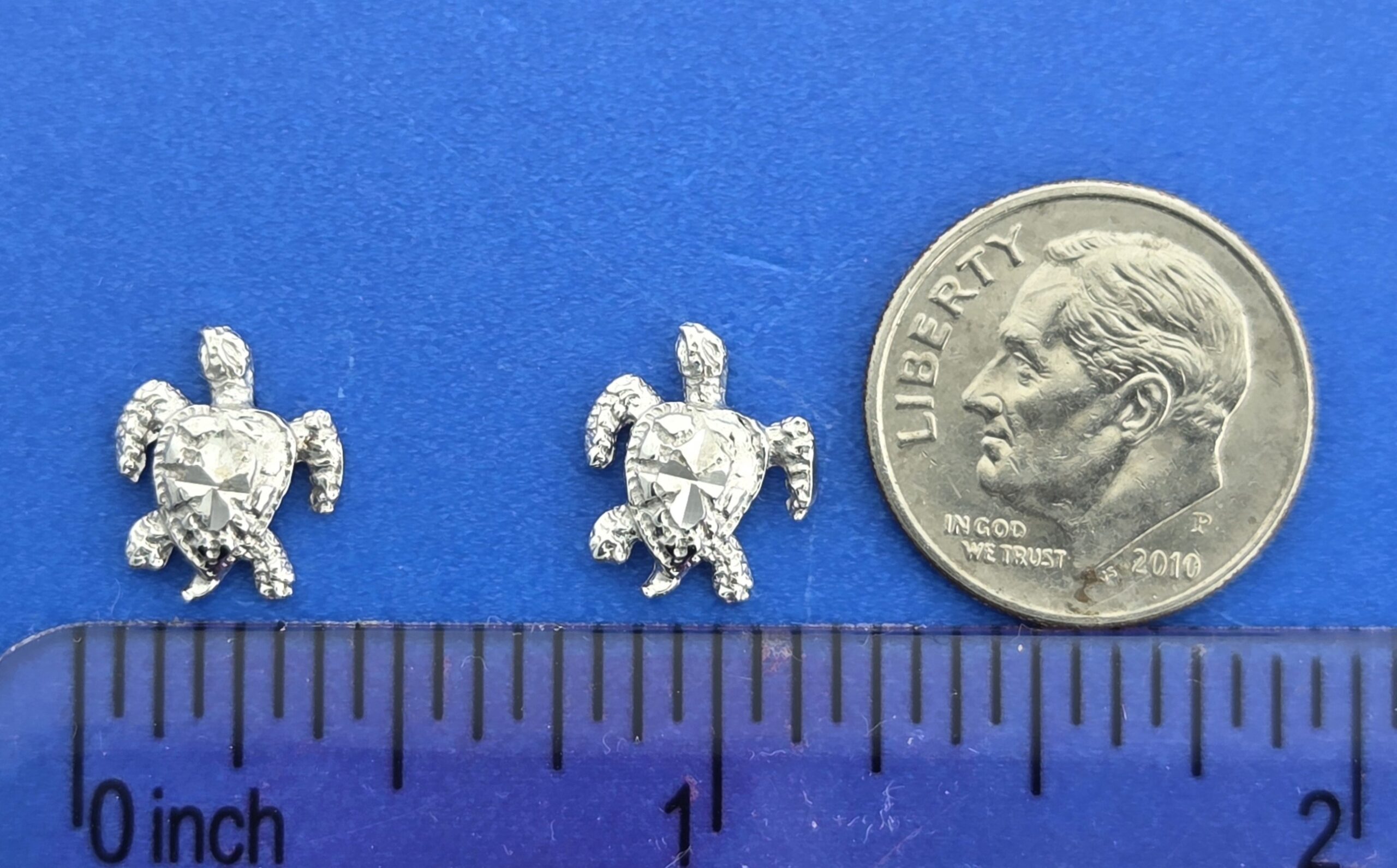 Sea Turtle Post Earrings, 14K White Gold 3 Sea Turtle Post Earrings, 14K White Gold - Image 3