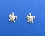 Sea Turtle Post Earrings, 14K White Gold