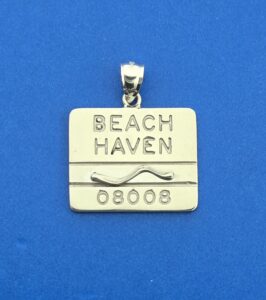 Beach Haven Beach Badge Pendant, 14K White Gold