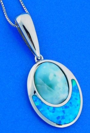 LARIMAR,OPAL,PENDANT,STERLING